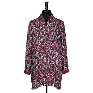 Foxcroft Womens Shirt Button Up Multicolor Floral Long Sleeve Blouse Tunic Top 6